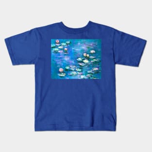 Water Lilies in Blue Kids T-Shirt